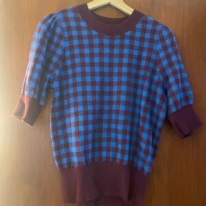 Blue and Burgundy Checkered Sweater